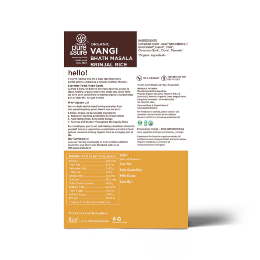 Pure & Sure Organic Vangi Bhath Masala Brinjal Rice