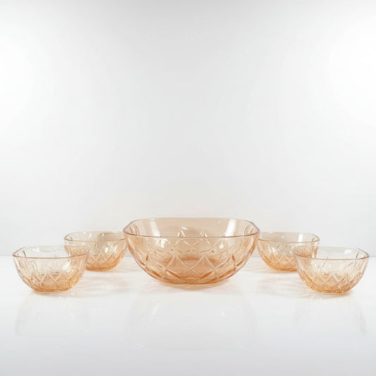 Golden Glass Bowl Set | 7-Piece Structured Design | Premium Quality Transparent Glassware for Gifting, Home & Kitchen Use