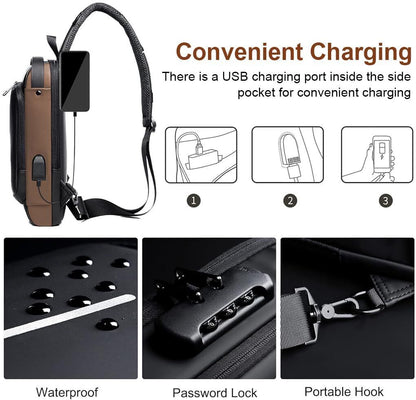 Anti-Theft Sling Bag with USB Charging Port | Waterproof Crossbody Chest Bag for Men & Women | Secure Travel & Daily Use