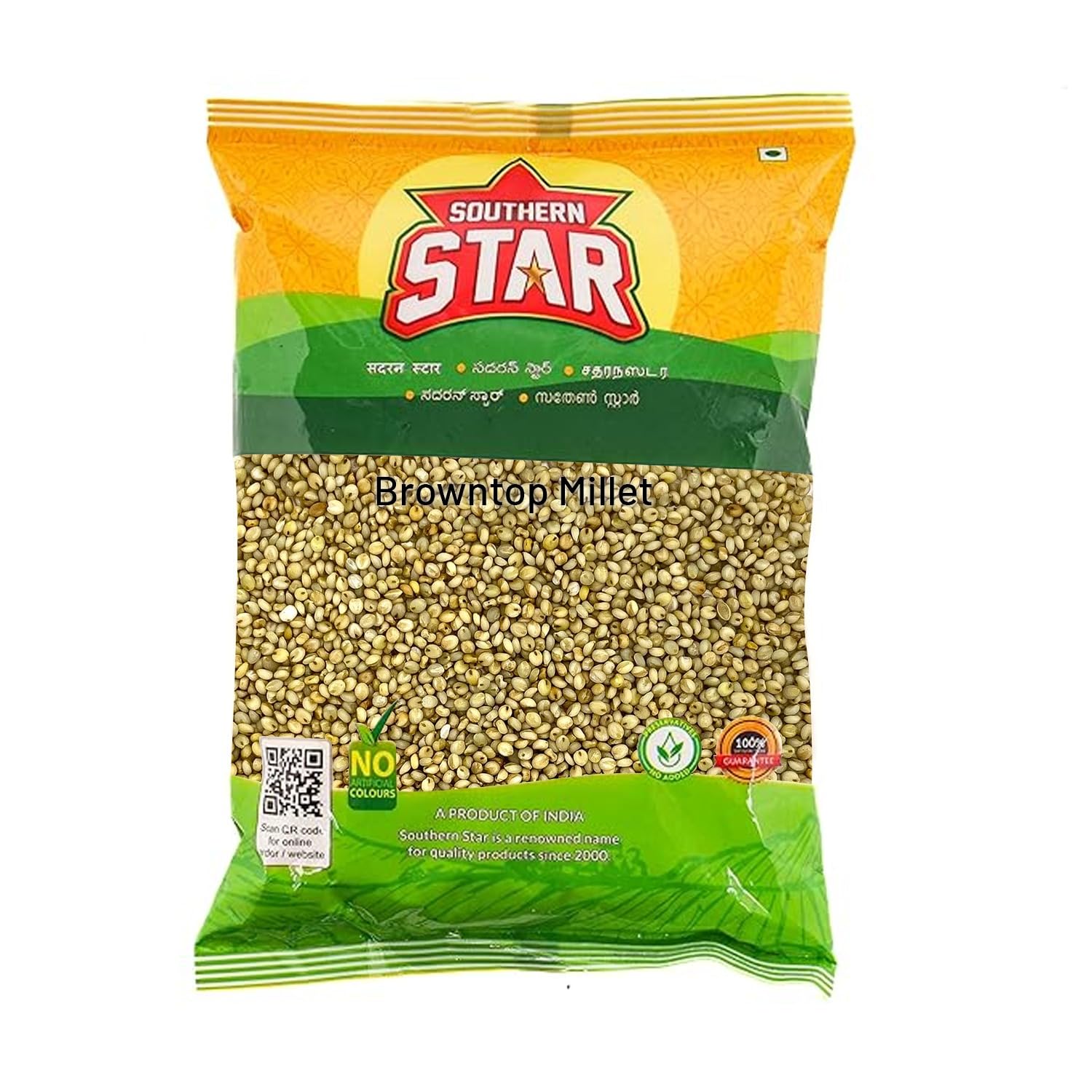 Southern Star brand bag of browntop millet on a white background