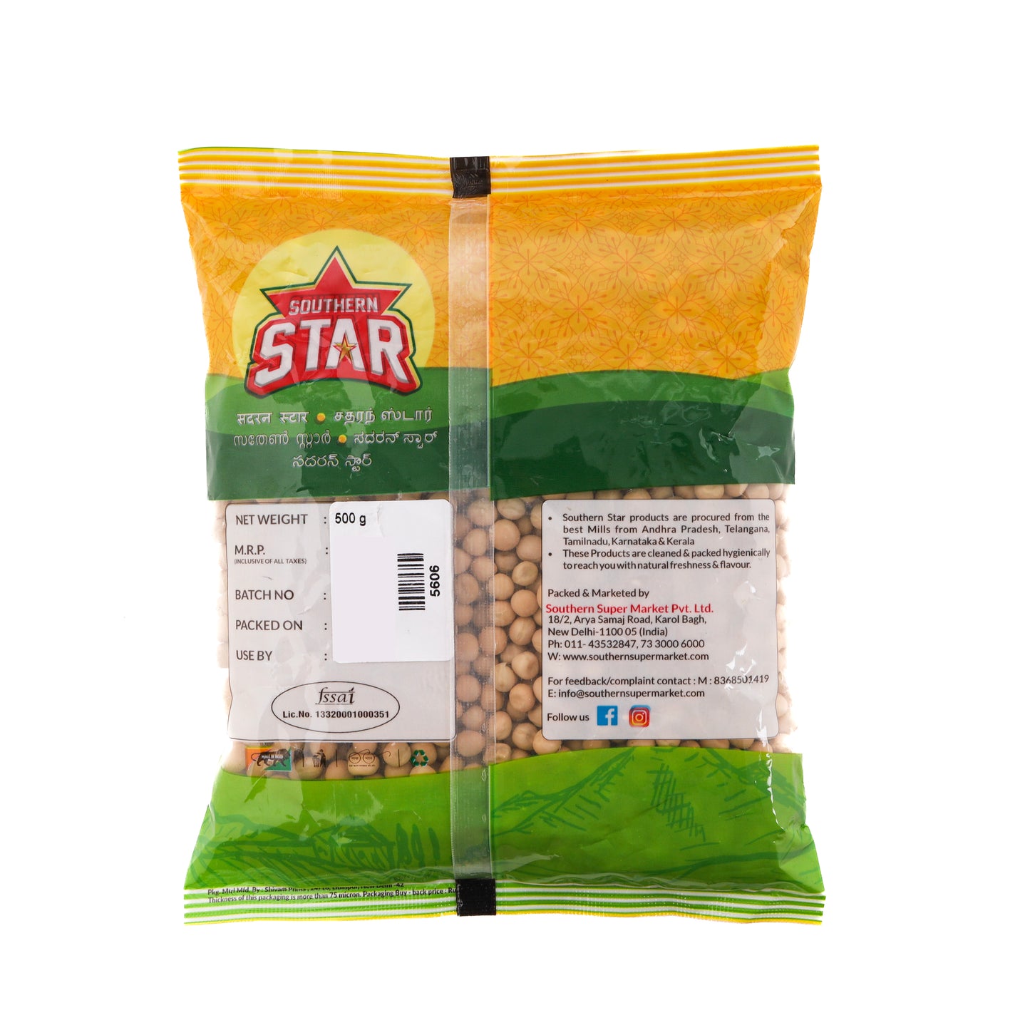 Southern Star White Matar Dal (White Peas Beans)
