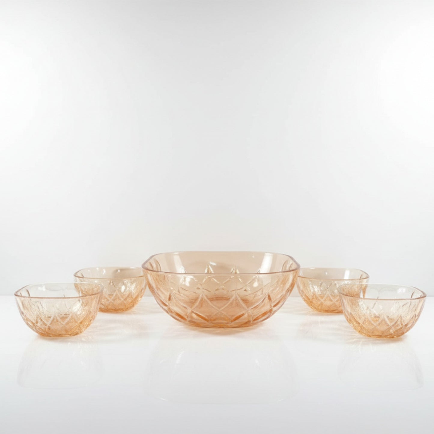 Golden Glass Bowl Set | 7-Piece Structured Design | Premium Quality Transparent Glassware for Gifting, Home & Kitchen Use