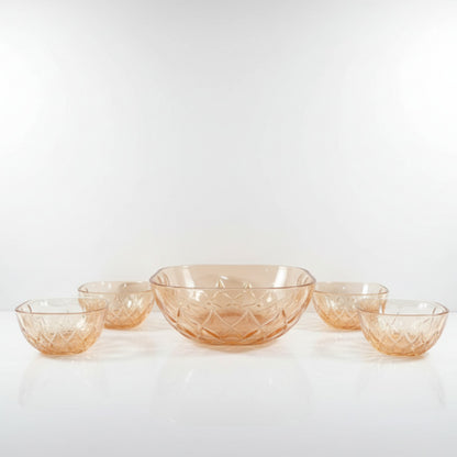 Golden Glass Bowl Set | 7-Piece Structured Design | Premium Quality Transparent Glassware for Gifting, Home & Kitchen Use
