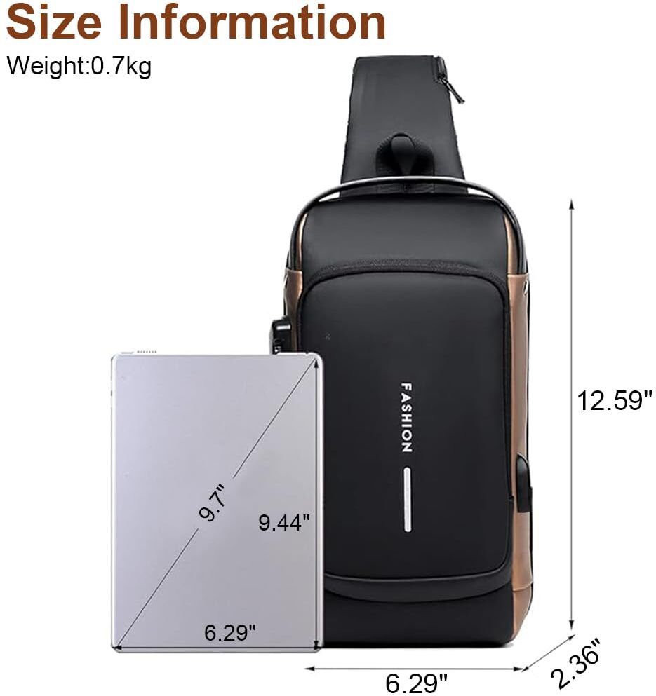 Anti-Theft Sling Bag with USB Charging Port | Waterproof Crossbody Chest Bag for Men & Women | Secure Travel & Daily Use