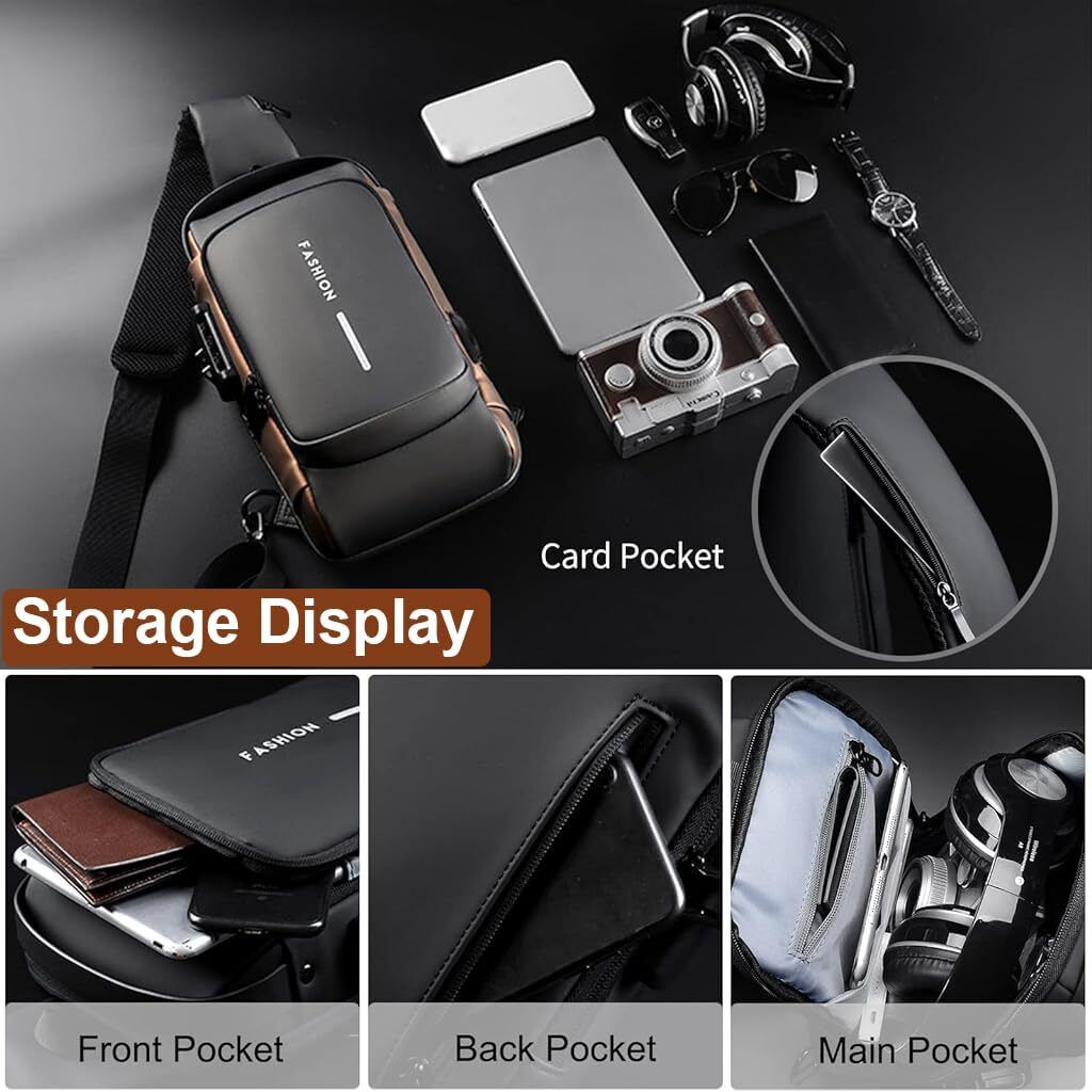 Anti-Theft Sling Bag with USB Charging Port | Waterproof Crossbody Chest Bag for Men & Women | Secure Travel & Daily Use