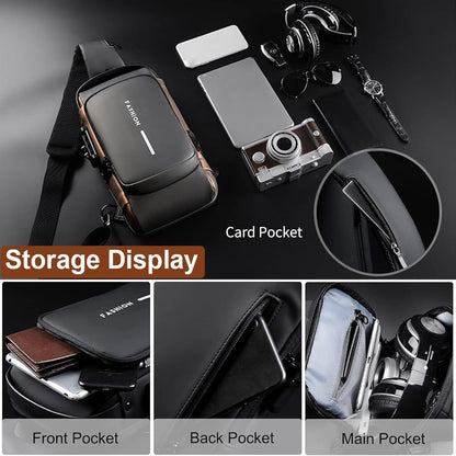 Anti-Theft Sling Bag with USB Charging Port | Waterproof Crossbody Chest Bag for Men & Women | Secure Travel & Daily Use